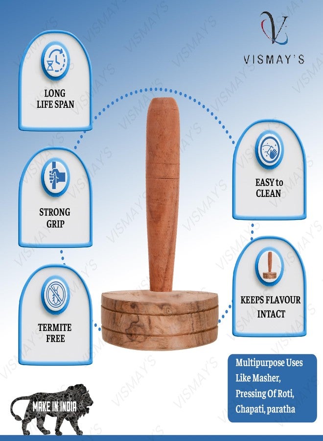 VISMAY'S Wooden Paratha Sek Masher chapati Presser Paratha Sekni Paratha Presser for Cooking Paratha's - Set of 1 Piece - Image 4